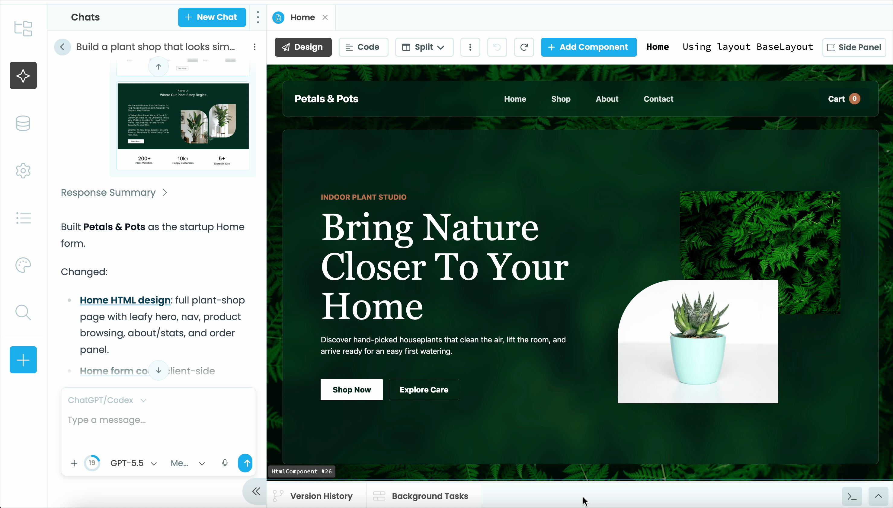 Edit generated design in the drag and drop designer