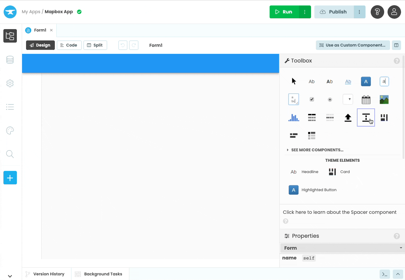 Adding a Spacer component and the form_show event