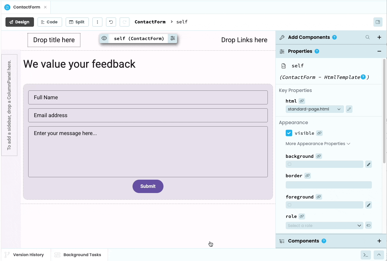 Automatically creating an event handler.