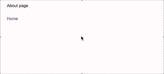 Gif of navigating between the Home and About Forms of our app by clicking the previously added NavLinks.