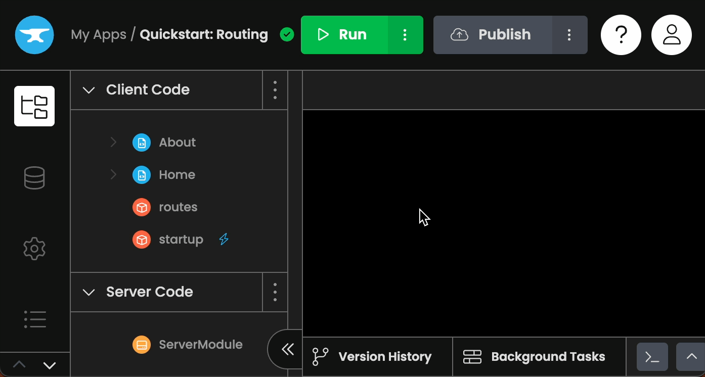 Changing an app’s startup path in the IDE.
