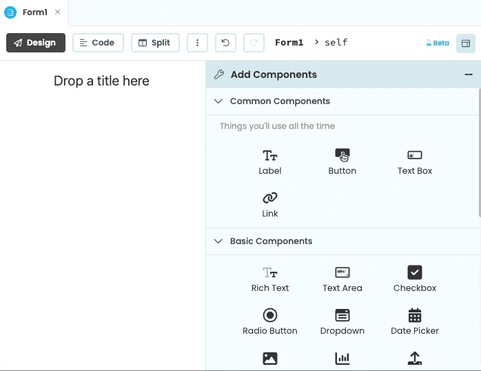 The placeholder disappears when a component is dropped inside the slot.