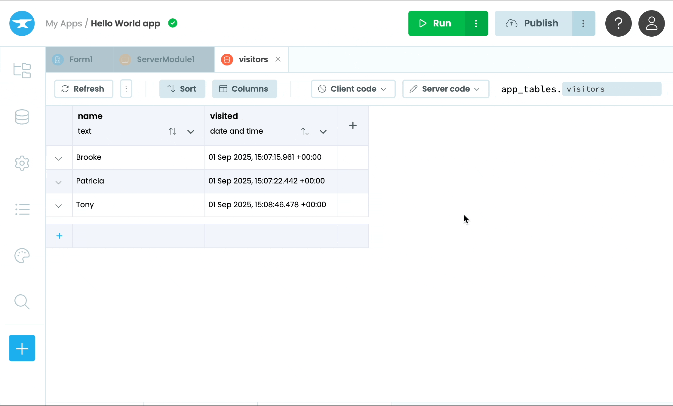 Publishing the finished app to the web