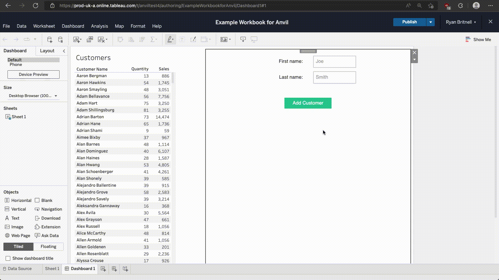 Getting the Workbook URL and adding it to Anvil