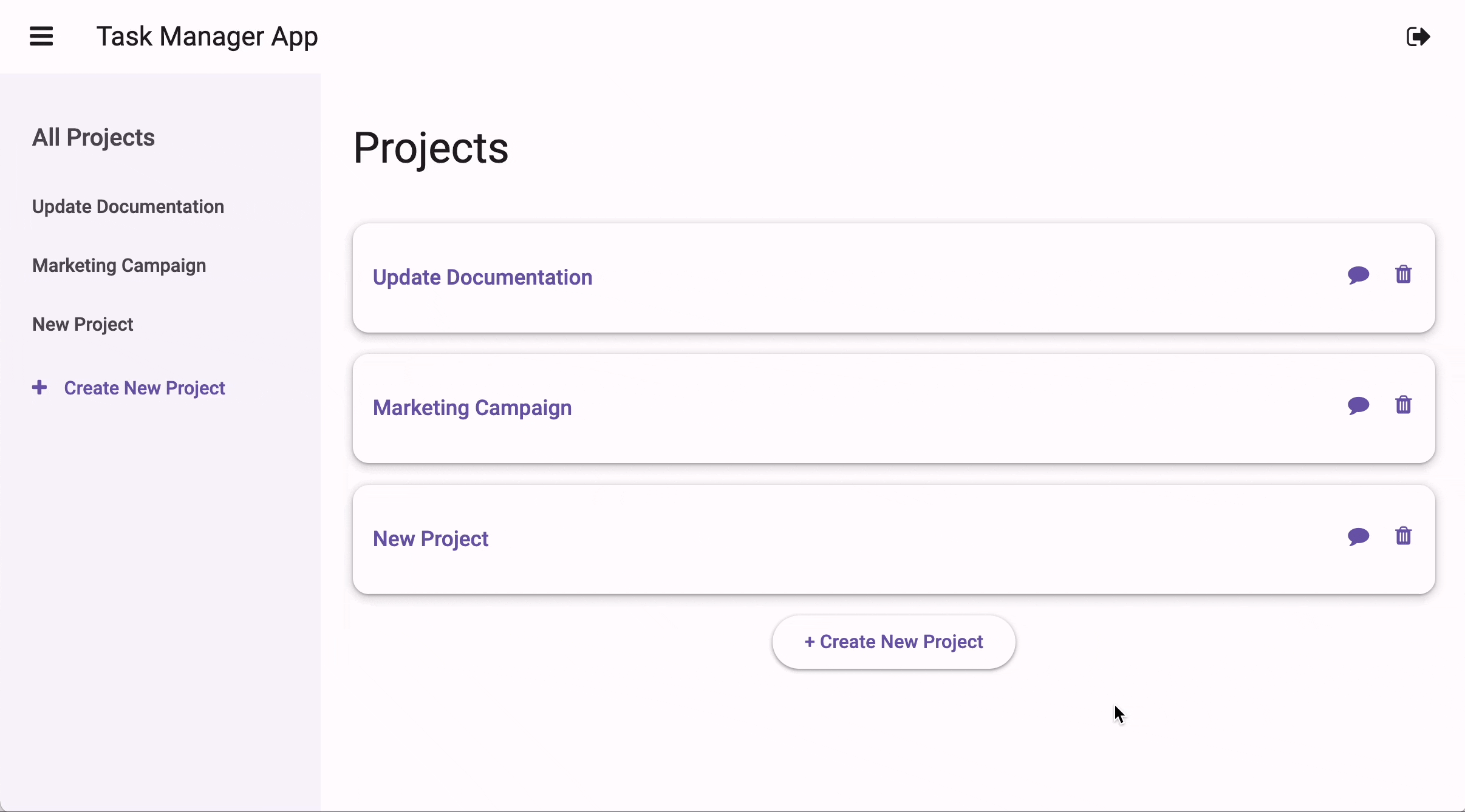 Adding a comment and deleting a project