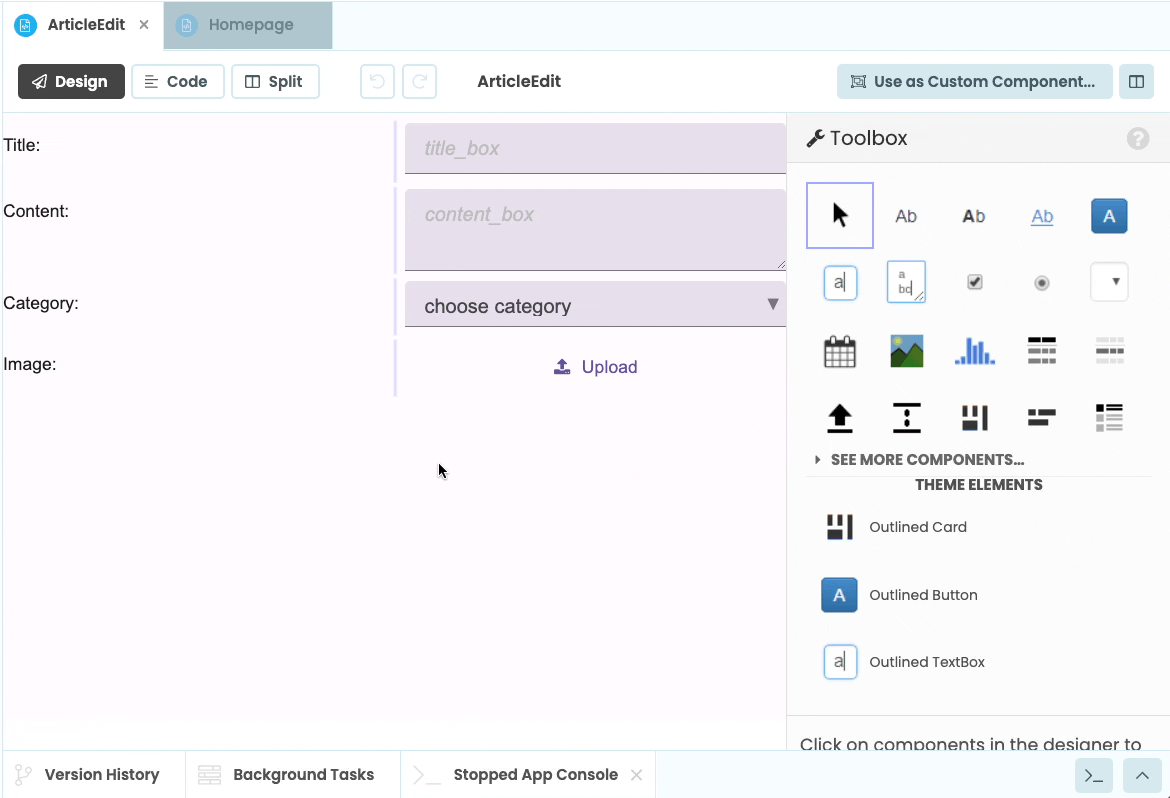 Adding data bindings to the ArticleEdit Form