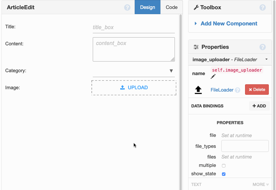 adding a 'file_loader_change' event handler to the FileLoader component