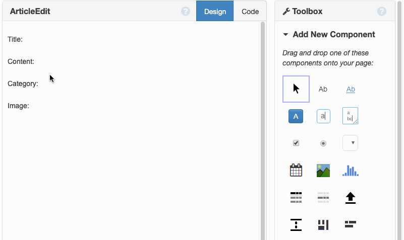 Creating the name and content inputs for the ArticleEdit Form