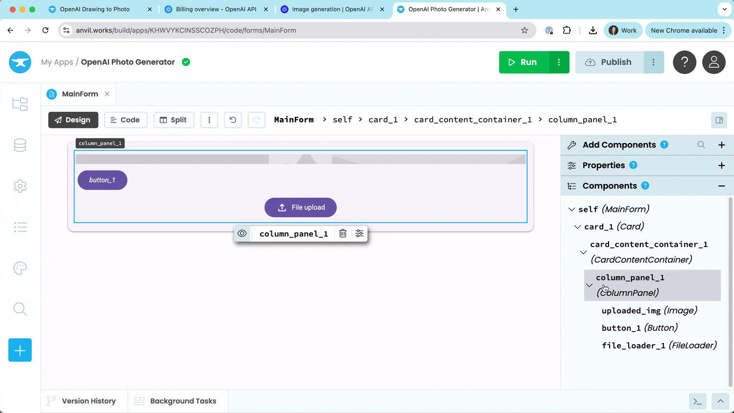 Adding the Generate button