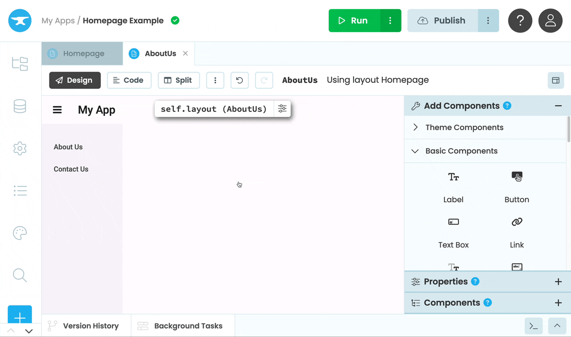 Adding a Label into the Form using our Layout